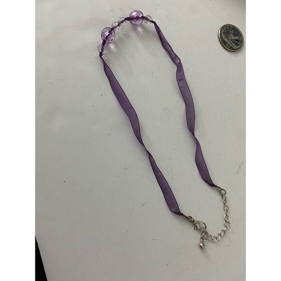 Purple ribbon choker necklace - Picture 4 of 4